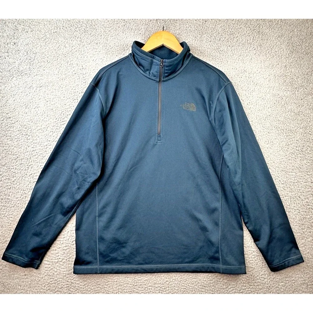 The North Face Tech Glacier Pullover Mens XL Steel Blue 1/4 Zip Fleece Hiking